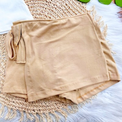 Conj. Blusa com Coração Dourado e Short Saia - Off White e Areia